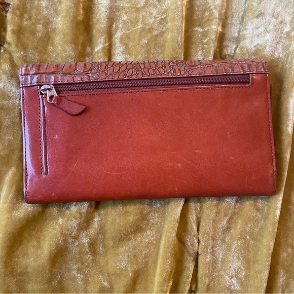 Brahmin Soft CHECKBOOK Clutch Purse Wallet CARAMEL HAMILTON  Croco Embossed - Picture 5 of 7